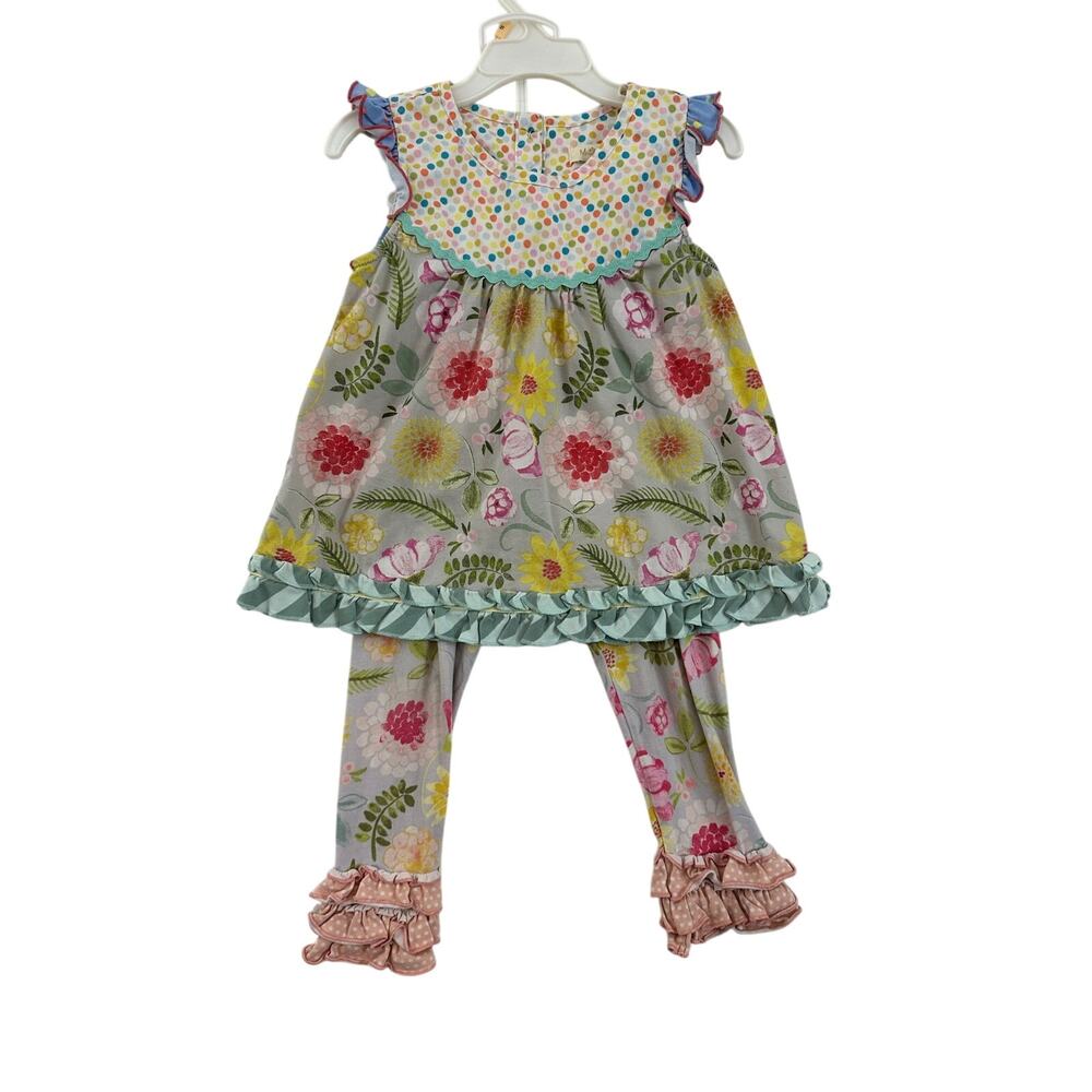 Matilda Jane Floral Sorbet Shabby Top Ruffle Pants Set 4 Girls